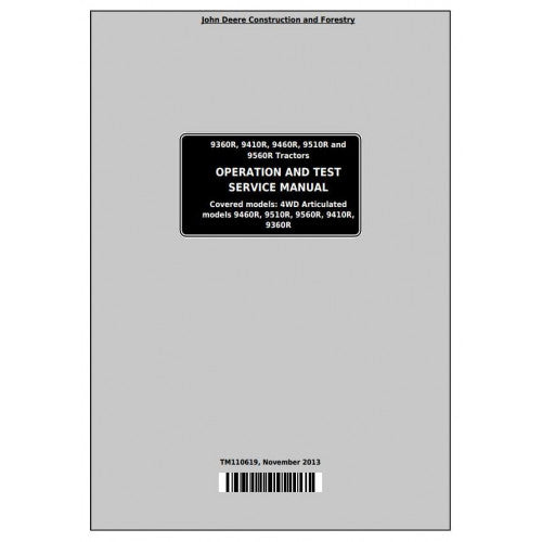 TM110619 John Deere 9360R, 9410R, 9460R, 9510R, 9560R Tractors Pdf Diagnosis and Tests Service Manual