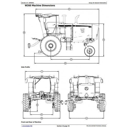 TM129519 John Deere W235, W260 Rotary Self-Propelled Hay & Forage Windrower Pdf Technical Service Manual 2