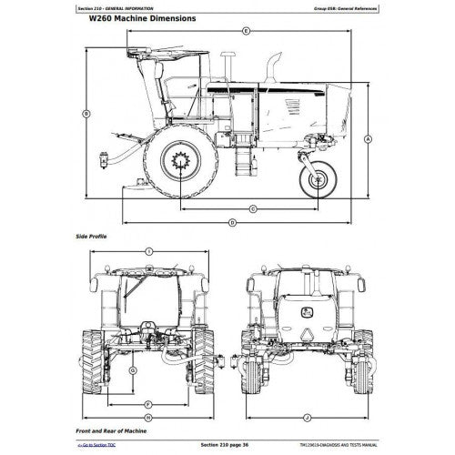 TM129619 John Deere W235, W260 Rotary Self-Propelled Hay & Forage Windrower Pdf Diagnostic Technical Manual