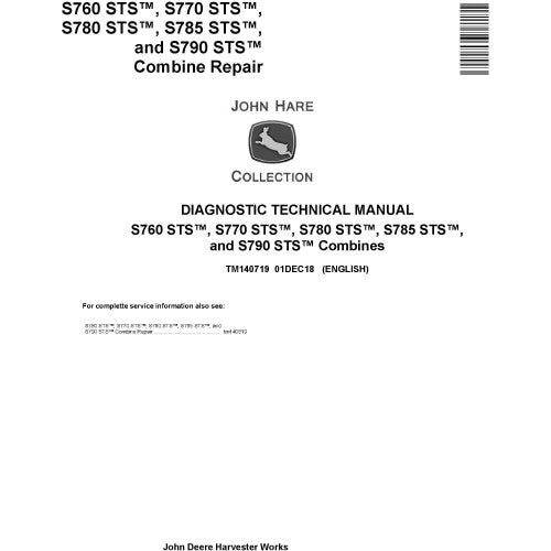 TM140719 John Deere S760, S770, S780, S785, S790 STS Combines Pdf Diagnostic Technical Manual