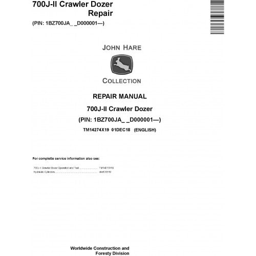 TM14274X19 John Deere 700J II Crawler Dozer Pdf Repair Service Technical Manual