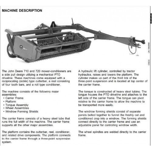 TM1619 John Deere 710, 720 Mower-Conditioners Pdf Technical Service Manual 2