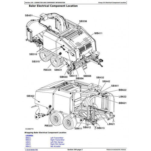 TM301019 John Deere C440R Round Hay and forage Wrapping Baler Pdf Technical Service Manual