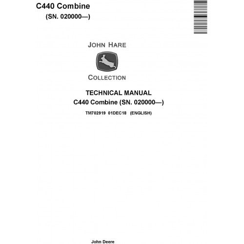 TM702919 John Deere C440 Combine Pdf Technical Service Manual
