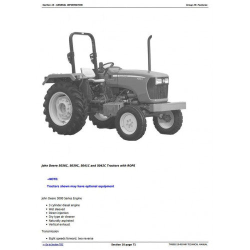 TM900219 John Deere 5036C, 5039C, 5041C, 5042C Tractors Pdf Technical Service Manual 2