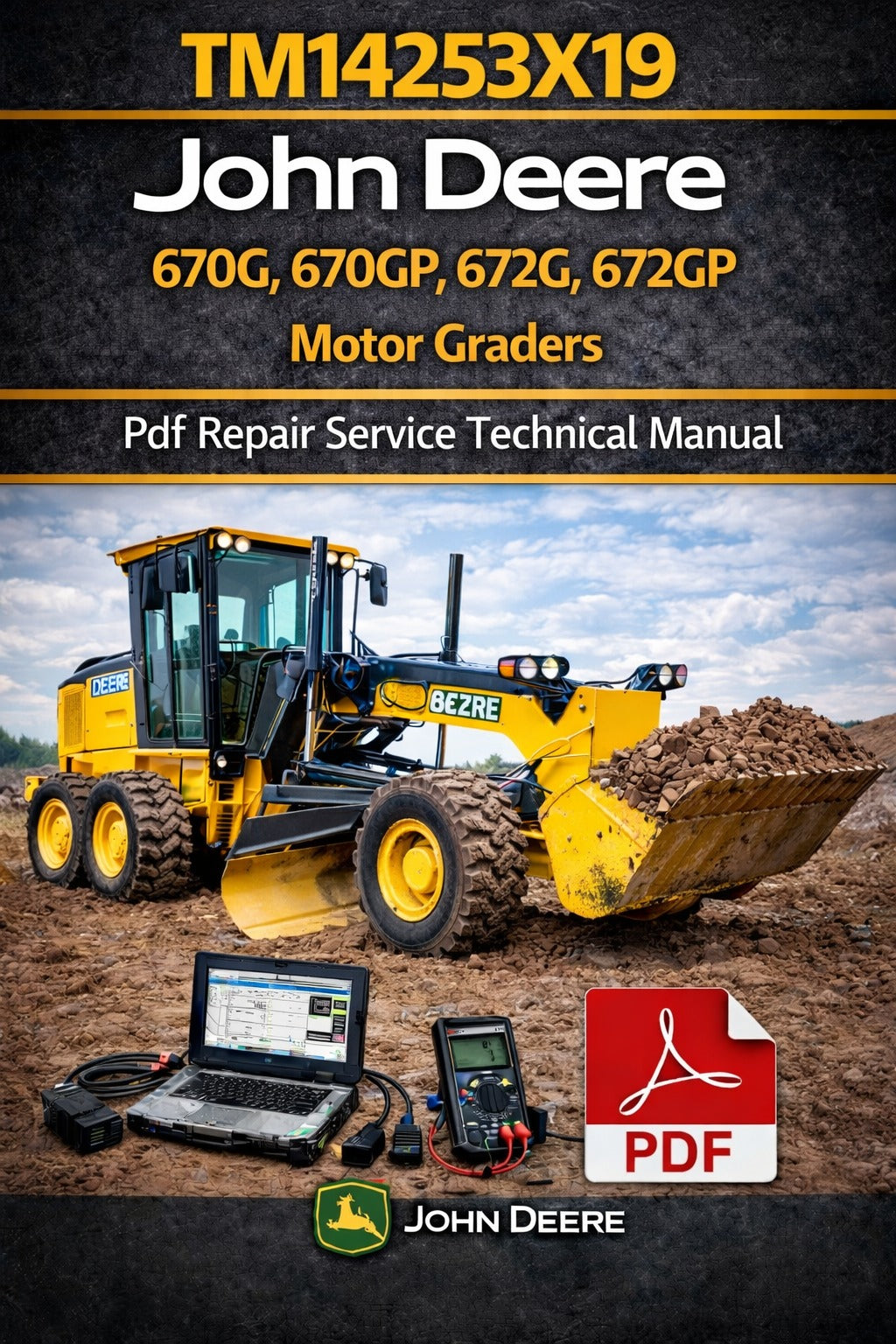 John Deere 670G, 670GP, 672G, 672GP Motor Grader Repair Service Technical Manual (TM14253X19)