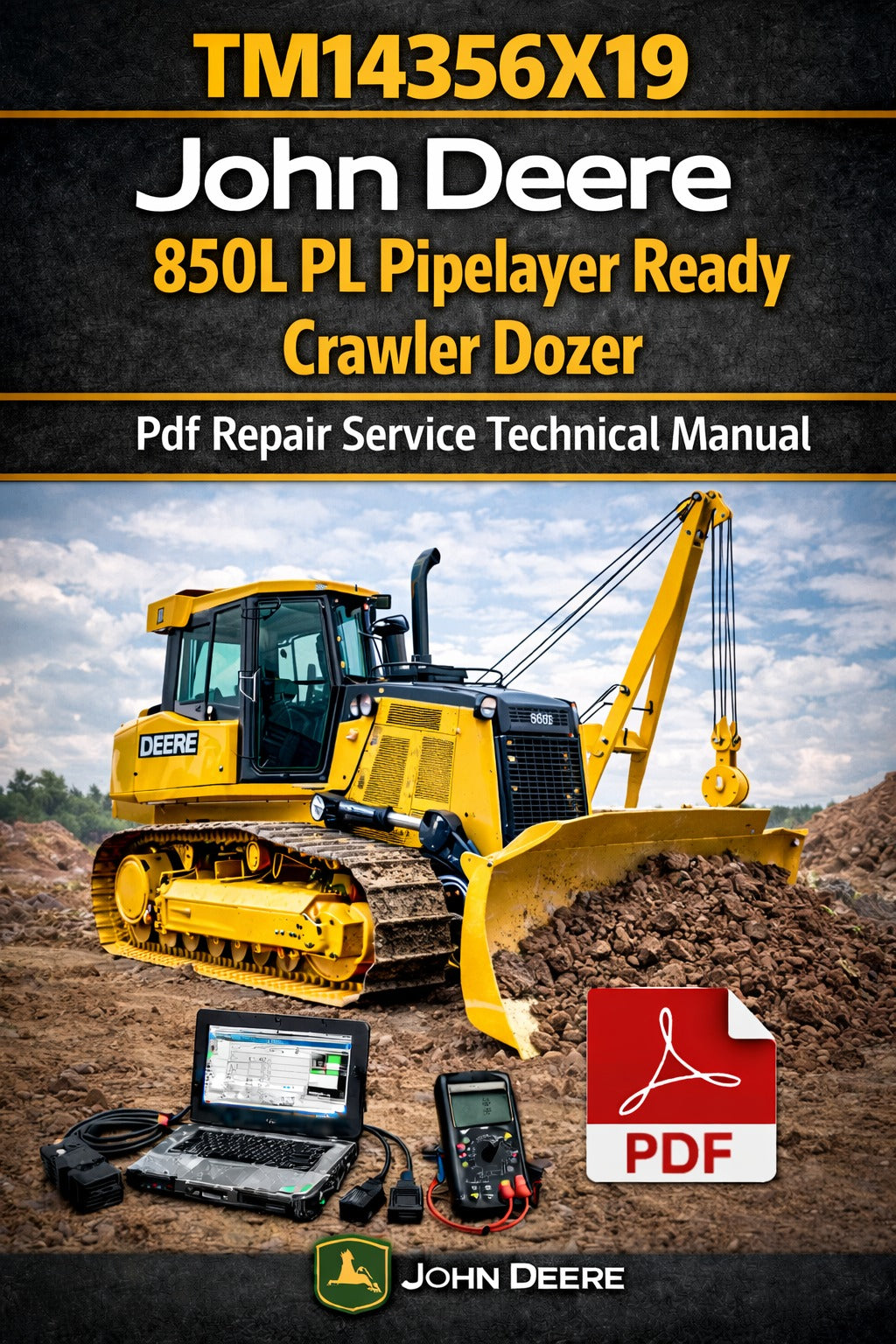 John Deere 850L PL Pipelayer Ready Crawler Dozer Repair Service Technical Manual (TM14356X19)