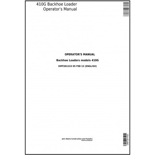 OMT201153 John Deere 410G Backhoe Loader Pdf Operator's Manual