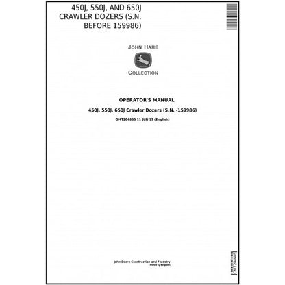 OMT204685 John Deere 450J, 550J, and 650J Crawler Dozer Pdf Operator's Manual
