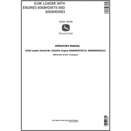 OMT231641 John Deere 624K 4WD Loader Pdf Operator's Manual