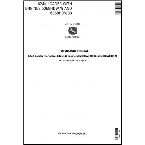 OMT231641 John Deere 624K 4WD Loader Pdf Operator's Manual