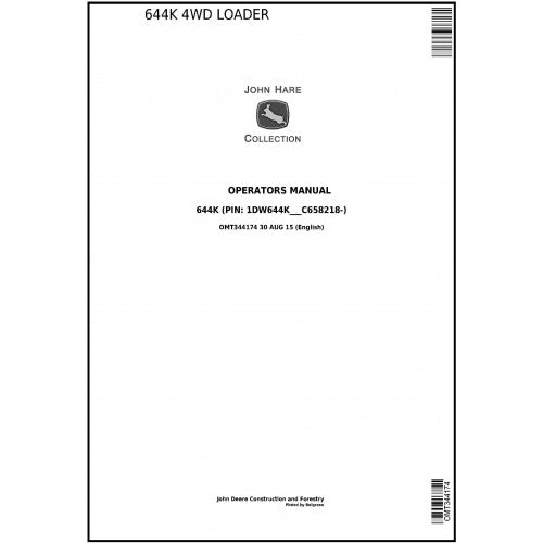 OMT344174 John Deere 644K 4WD Loader Pdf Operators Manual