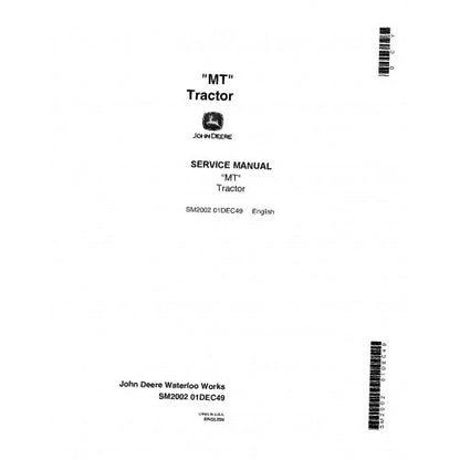 SM2002 John Deere M and MT Tractors Pdf Repair Service Technical Manual