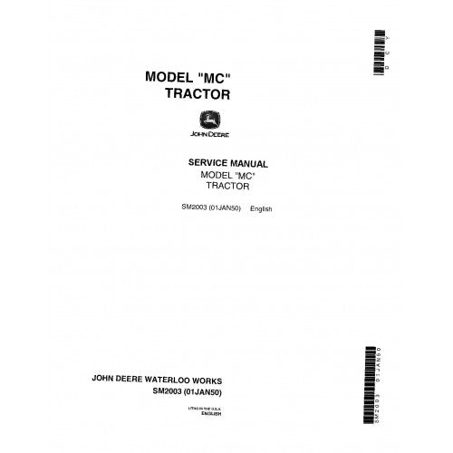 SM2003 John Deere MC Tractors Pdf Repair Service Technical Manual