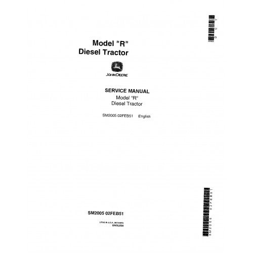 SM2005 John Deere R Diesel Tractors Pdf Repair Service Technical Manual
