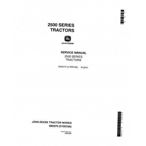 SM2070 John Deere 2510 Row-Crop Tractors Pdf Repair Service Technical Manual