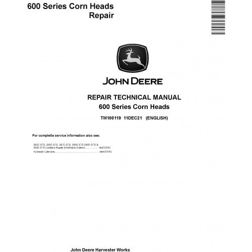 TM100119 John Deere 606C, 608C, 612C, 616C, 618C Corn Heads Pdf Technical Service Manual