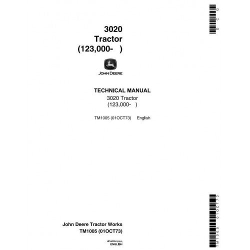TM1005 John Deere 3020 Row-Crop Tractor Pdf Technical Service Manual