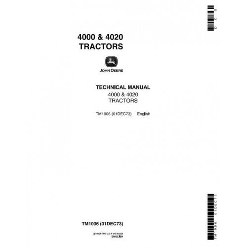 TM1006 John Deere 4000, 4020 Tractor Pdf Technical Service Manual