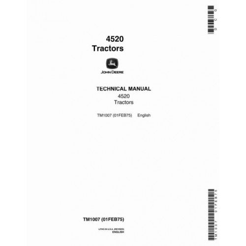 TM1007 John Deere 4520 Tractor Pdf Technical Service Manual