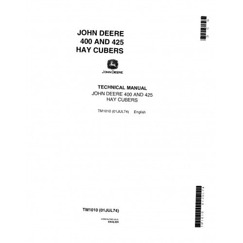 TM1010 John Deere 400 and 425 Hay Cubers Pdf Technical Service Manual