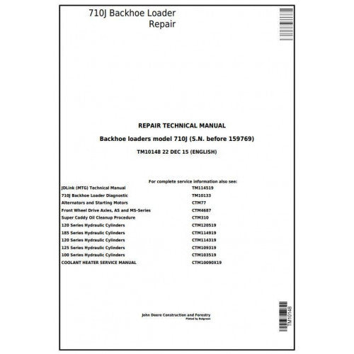 TM10148 John Deere 710J Backhoe Loader Pdf Repair Service Technical Manual