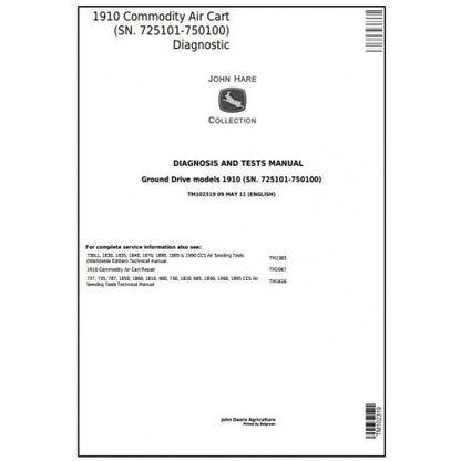 TM102319 John Deere 1910 Ground Driven Commodity Air Cart Pdf Diagnosis and Tests Service Manual