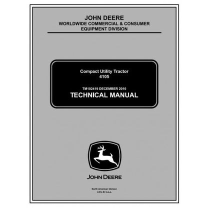 TM102419 John Deere 4105 Compact Utility Tractor Pdf Technical Service Manual