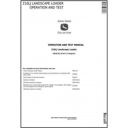 TM10730 John Deere 210LJ Landscape Loader Pdf Diagnostic, Operation and Test Service Manual