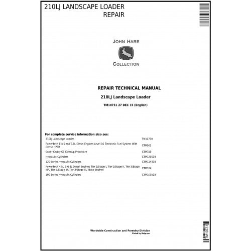 TM10731 John Deere 210LJ Landscape Loader Pdf Repair Service Technical Manual