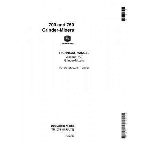 TM1079 John Deere 700 and 750 Grinder-Mixers Pdf Technical Service Manual