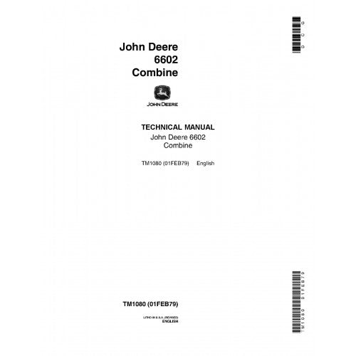 TM1080 John Deere 6601 and 6602 Combines Pdf Technical Service Manual