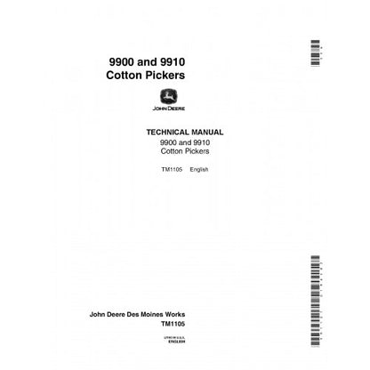 TM1105 John Deere 9900 and 9910 Cotton Pickers Pdf Technical Service Manual