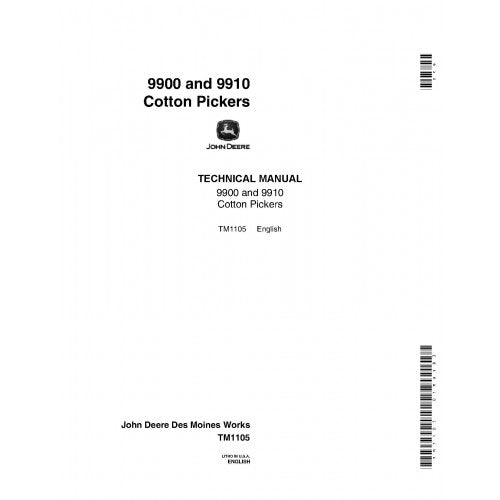 TM1105 John Deere 9900 and 9910 Cotton Pickers Pdf Technical Service Manual
