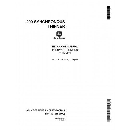 TM1113 John Deere 200 Synchronous Thinners Pdf Technical Service Manual