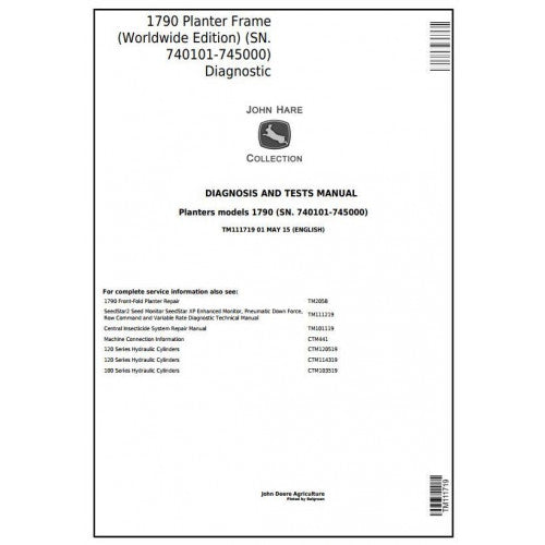 TM111719 John Deere 1790 Planter Frames (SN.740101-745000) Pdf Diagnosis and Tests Service Manual