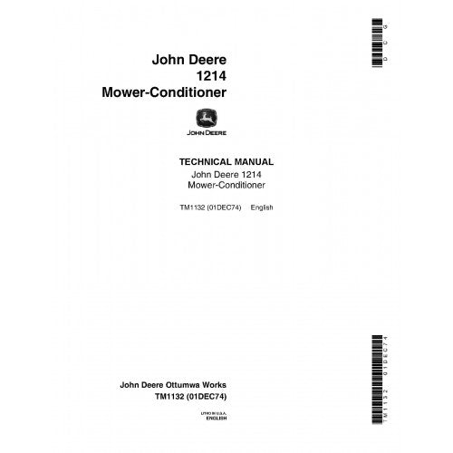 TM1132 John Deere 1214 Mower-Conditioners Pdf Technical Service Manual