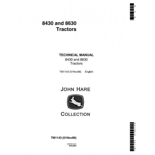 TM1143 John Deere 8430, 8630 Articulated Tractor Pdf Repair Service Technical Manual