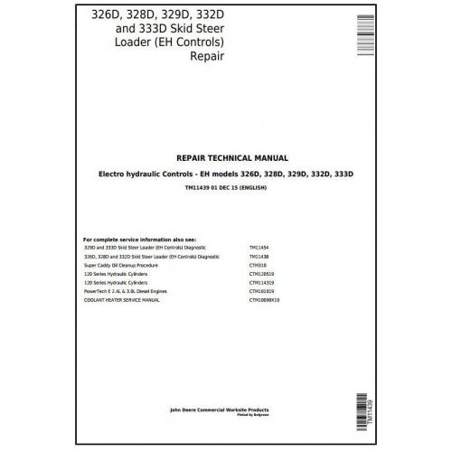 TM11439 John Deere 326D, 328D, 329D, 332D, 333D Skid Steer Loader Pdf Repair Service Technical Manual