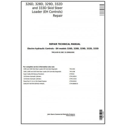 TM11439 John Deere 326D, 328D, 329D, 332D, 333D Skid Steer Loader Pdf Repair Service Technical Manual