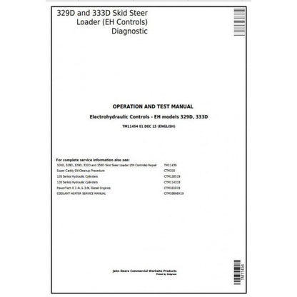 TM11454 John Deere 329D, 333D Skid Steer Loader Pdf Diagnostic, Operation and Test Service Manual