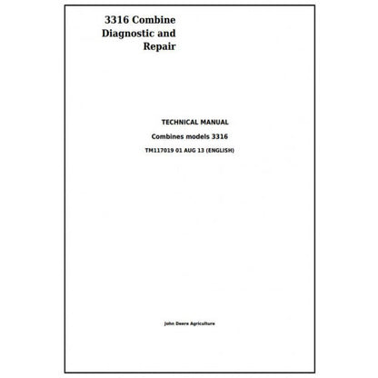 TM117019 John Deere 3316 Combine Pdf Technical Service Manual
