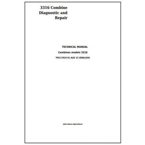 TM117019 John Deere 3316 Combine Pdf Technical Service Manual