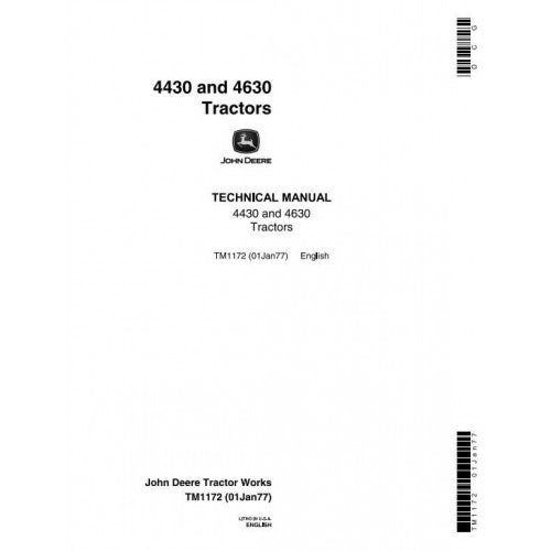 TM1172 John Deere 4430, 4630 Tractors Pdf Technical Service Manual