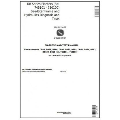 TM117519 John Deere DB Ser. Planters Seed Star Frame & Hydraulics Pdf Diagnosis and Tests Service Manual