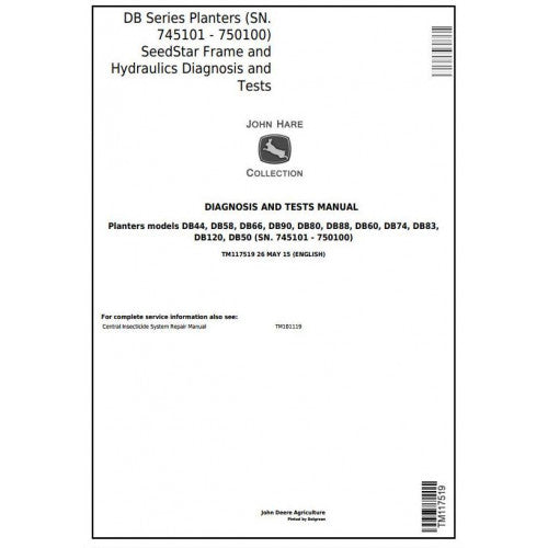 TM117519 John Deere DB Ser. Planters Seed Star Frame & Hydraulics Pdf Diagnosis and Tests Service Manual