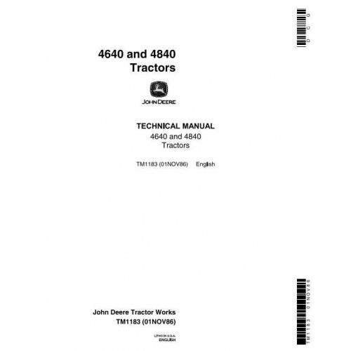 TM1183 John Deere 4640, 4840 Tractor Pdf Technical Service Manual