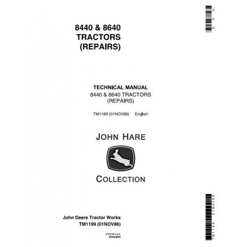 TM1199 John Deere 8440, 8460 4WD Articulated Tractors Pdf Repair Service Technical Manual