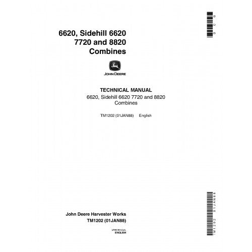 TM1202 John Deere 6620, 7720, 8820 and SideHill 6620 Combines Pdf Technical Service Manual