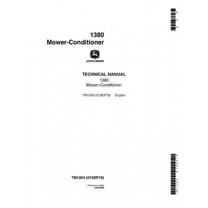 TM1204 John Deere 1380 Mower-Conditioner Pdf Technical Service Manual